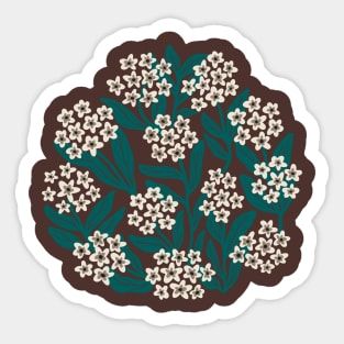 Delicate blooms in green and brown Sticker